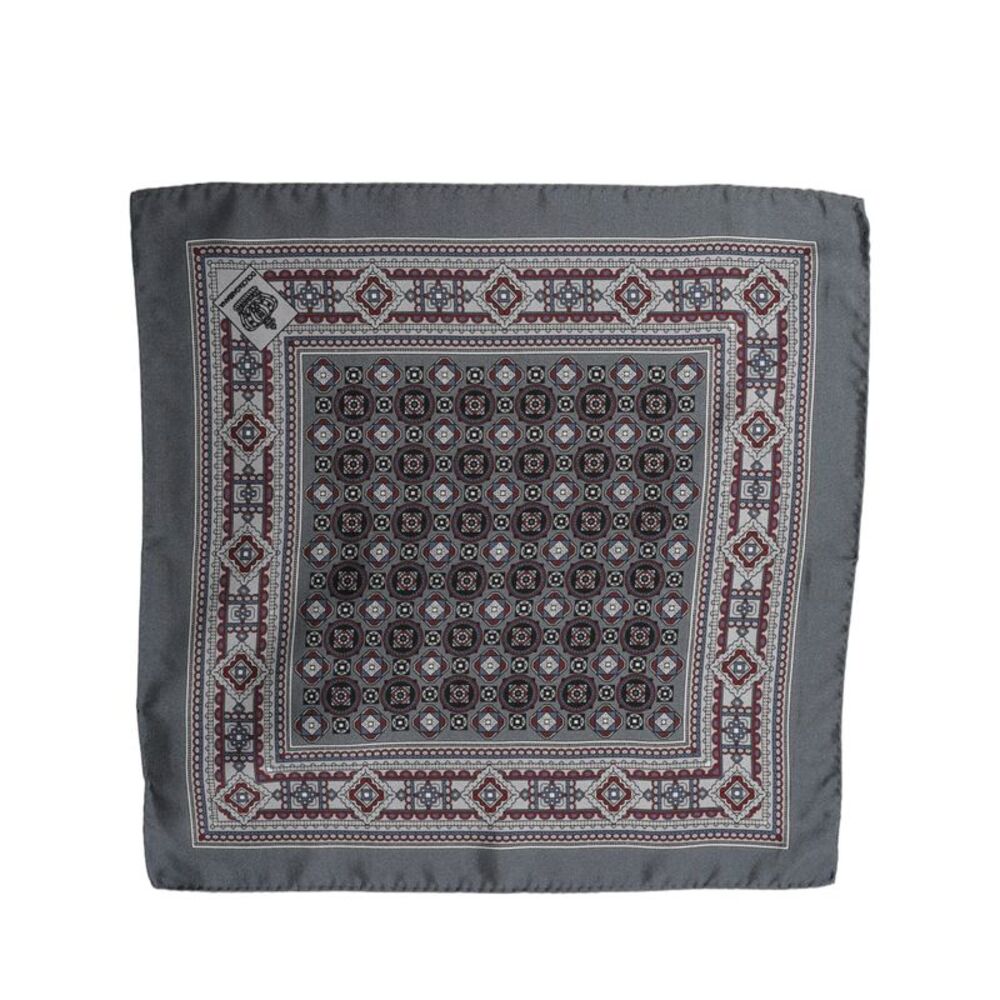 Dolce & Gabbana Gray Geometric Pocket Square Foulard Men's Scarf
